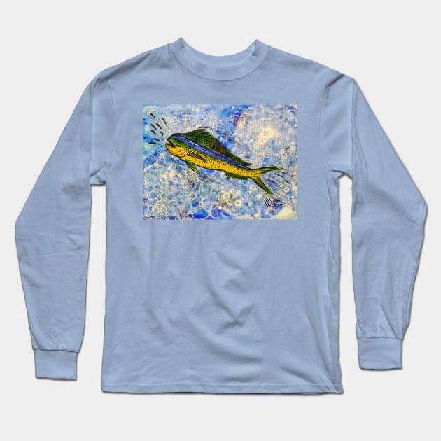 Mahi-Mahi Feeding Frenzy Long Sleeve T-Shirt by Matt Starr Fine Art